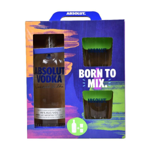 ABSOLUT VODKA WITH 2 GLASSES 1000 ml