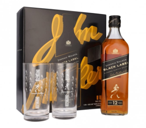 JOHNNIE WALKER BLACK LABEL 700 мл + 2 класса